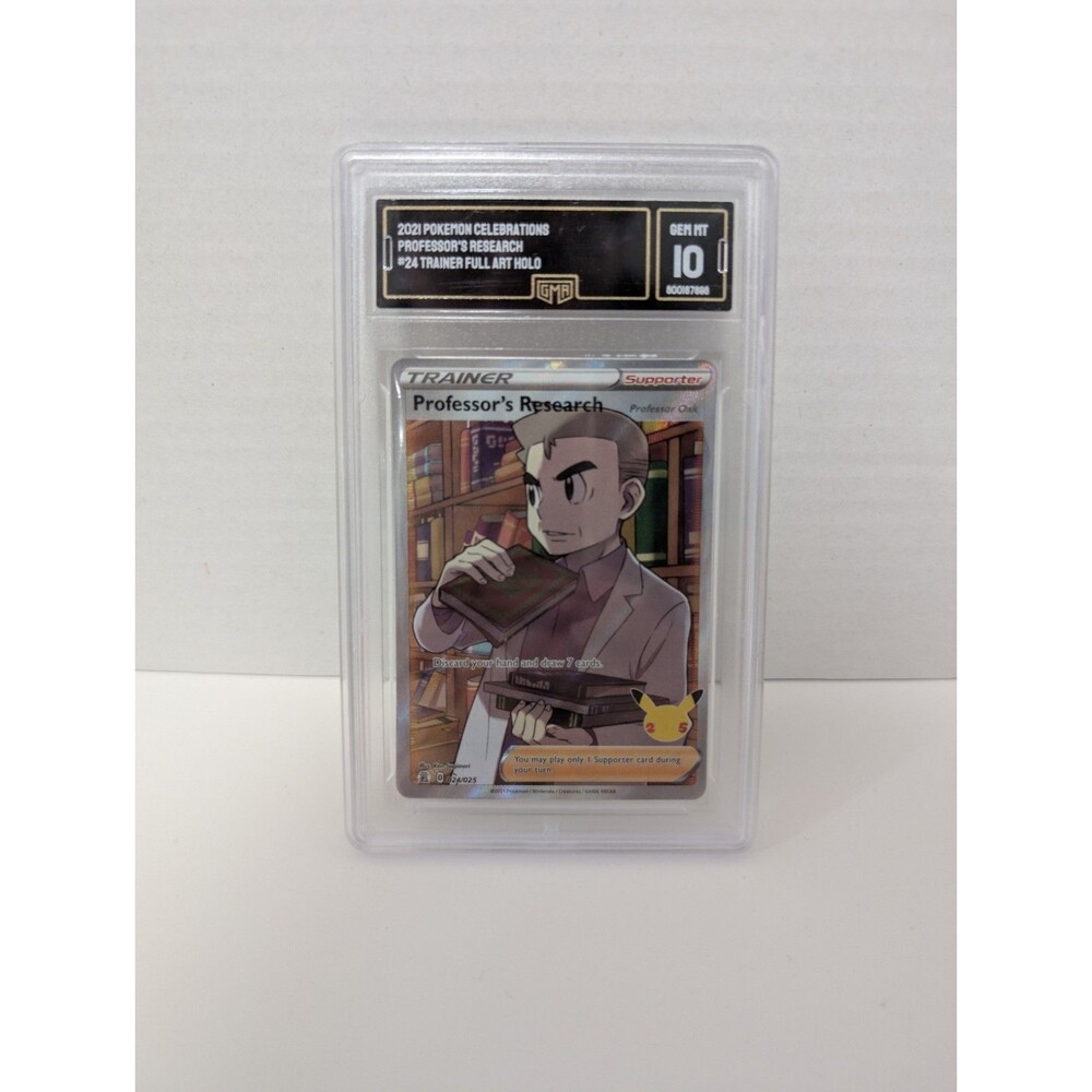 Pokémon TCG 2021 Celebrations PROFESSORS RESEARCH Full Art #24 Graded GMA GEM 10